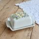Large vintage faience butter dish and barbotine with fruit motif - Gerber Prestige