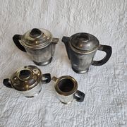 Art Deco tea and coffee service in silver-plated metal and Bakelite, 1930s