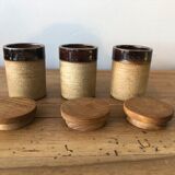 Set of 3 sandstone spice pots
