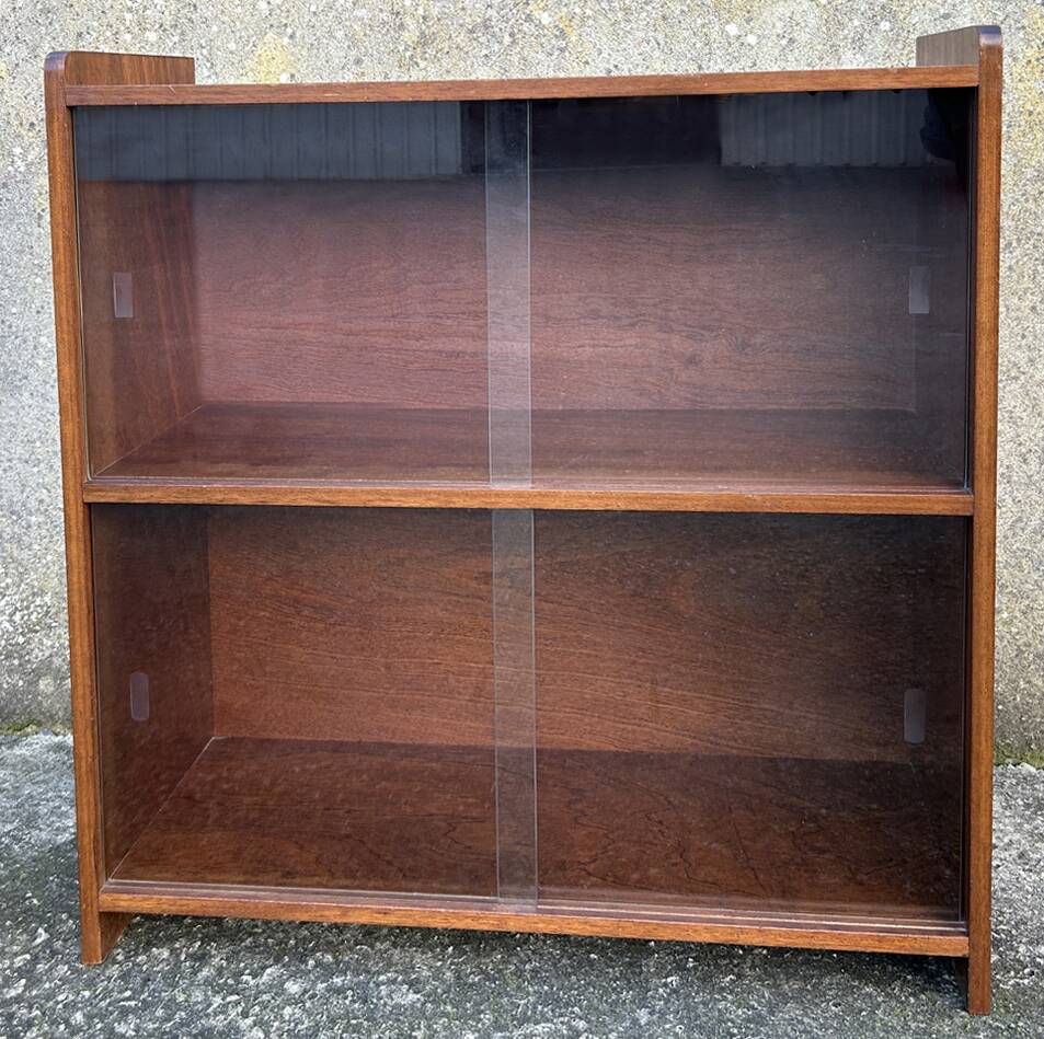 Glass bookcase, glass floor shelves by FD Rozaffy, 1960s