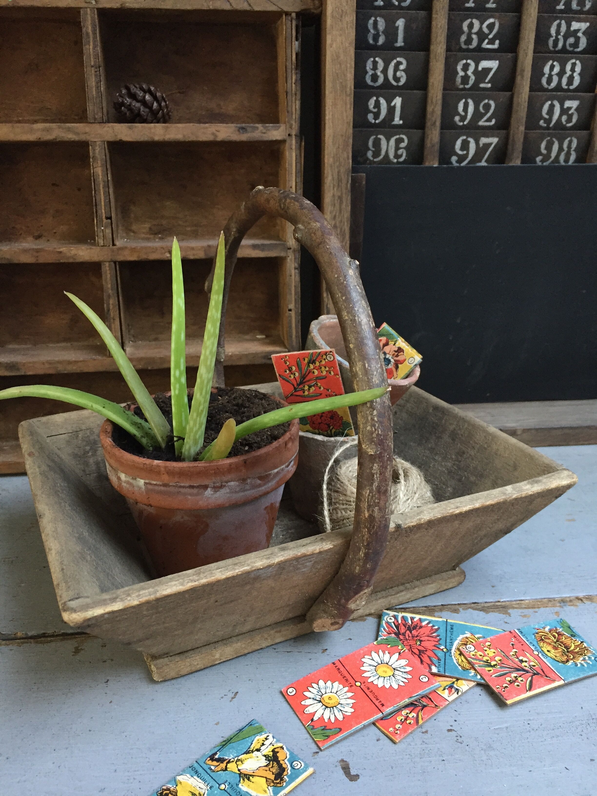 Picking crude wooden basket