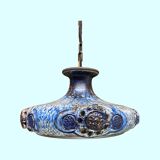 60s Rare Blue Ceramic Hanging Light from Denmark | Danish Ceramic Pottery Lamp Made In The 1960s