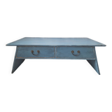 Rectangular blue patinated coffee table