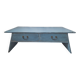 Rectangular blue patinated coffee table