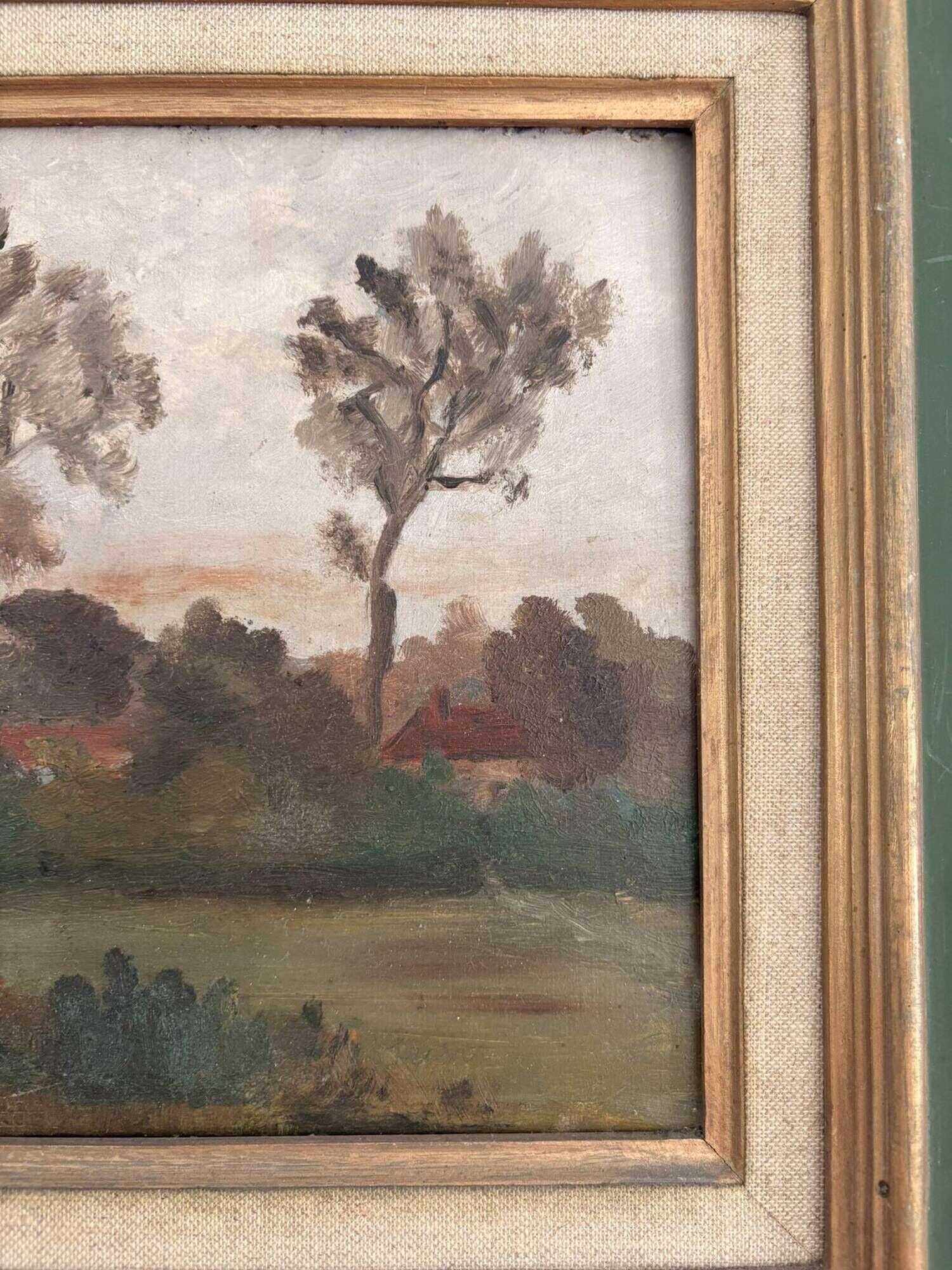 Old Landscape Painting Normandy Rouen School Montparnasse Frame Green Legrip