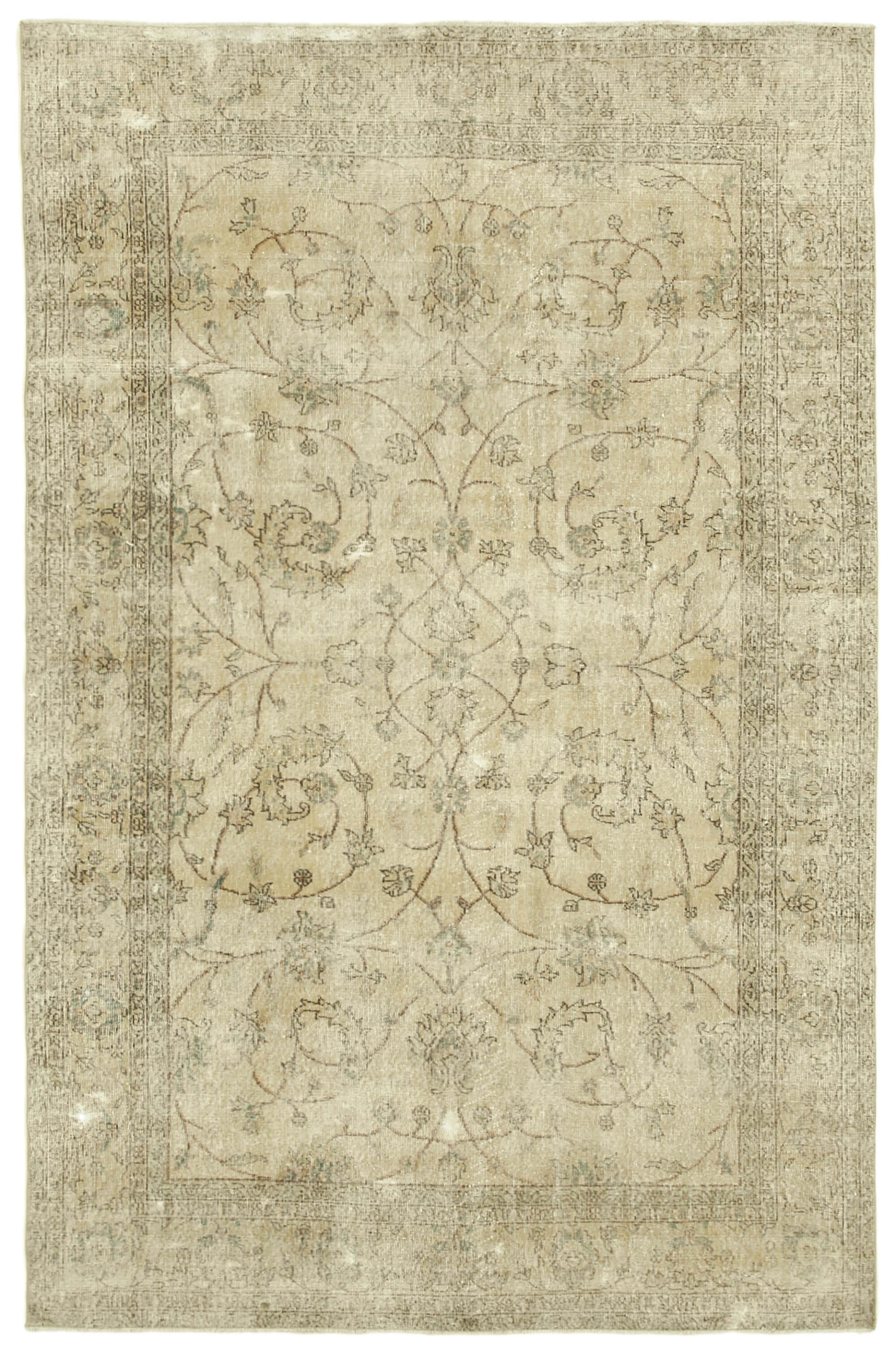 Handmade decorative oriental beige carpet 200 cm x 305 cm