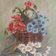 Old vintage flower bouquet painting frame