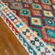 Oriental kilim rug afghan colored red and multicolored