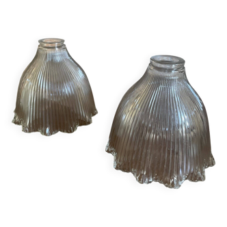 Pair of tulip holophane globes