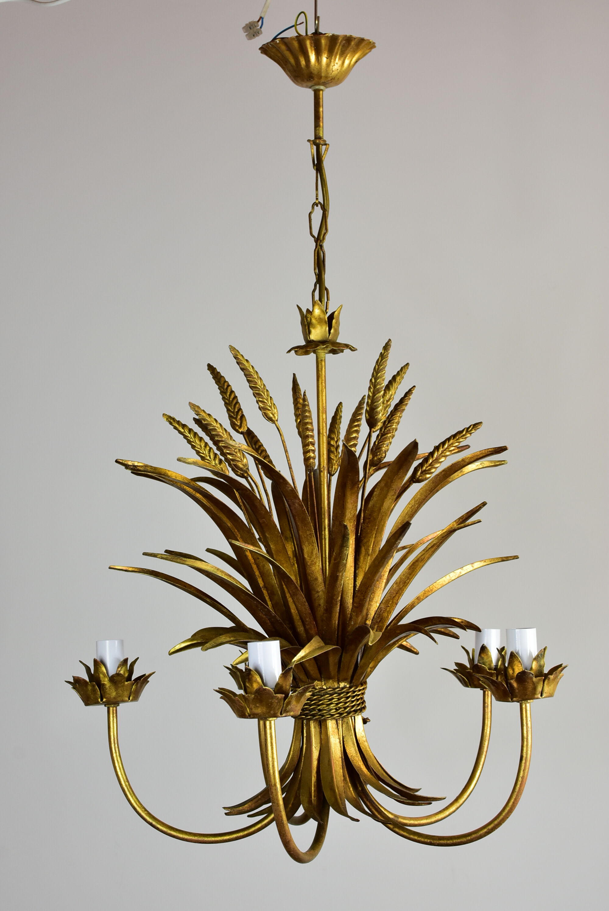 Wheat ear golden chandelier 5 branches.