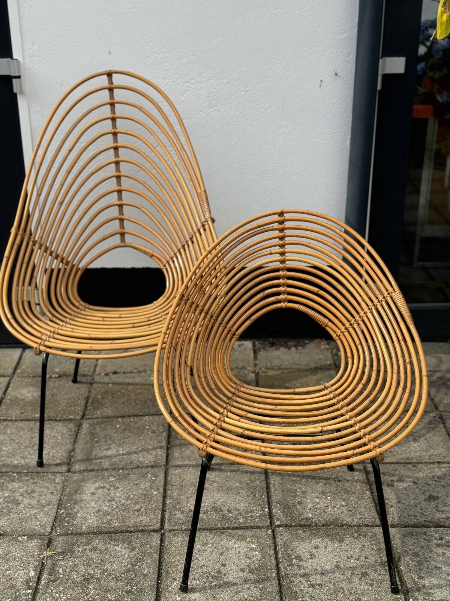 Pair of vintage Rohe Rotan chairs by H, Broekhuizen 1960
