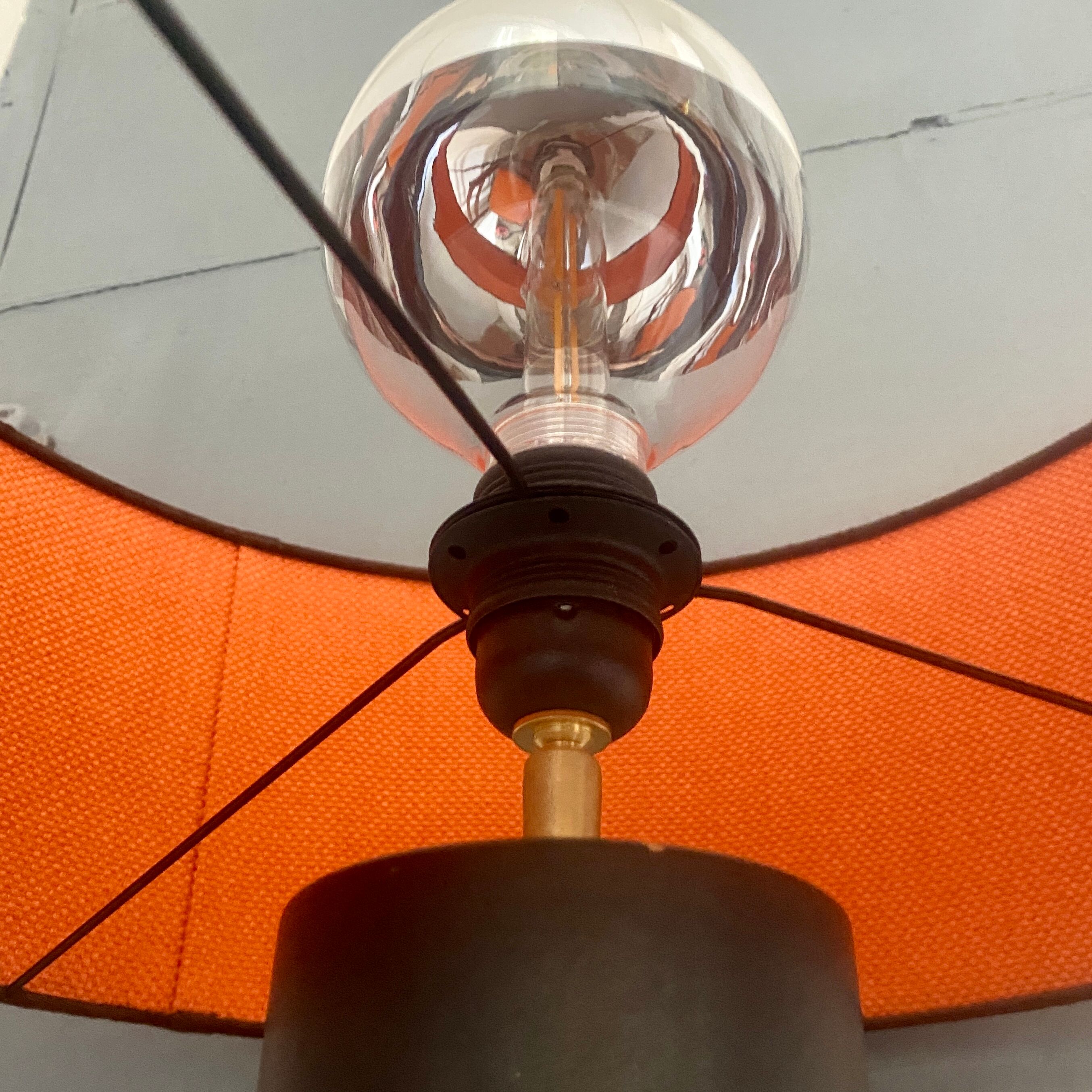 Ceramic floor lamp year 1960 two-tone lampshade