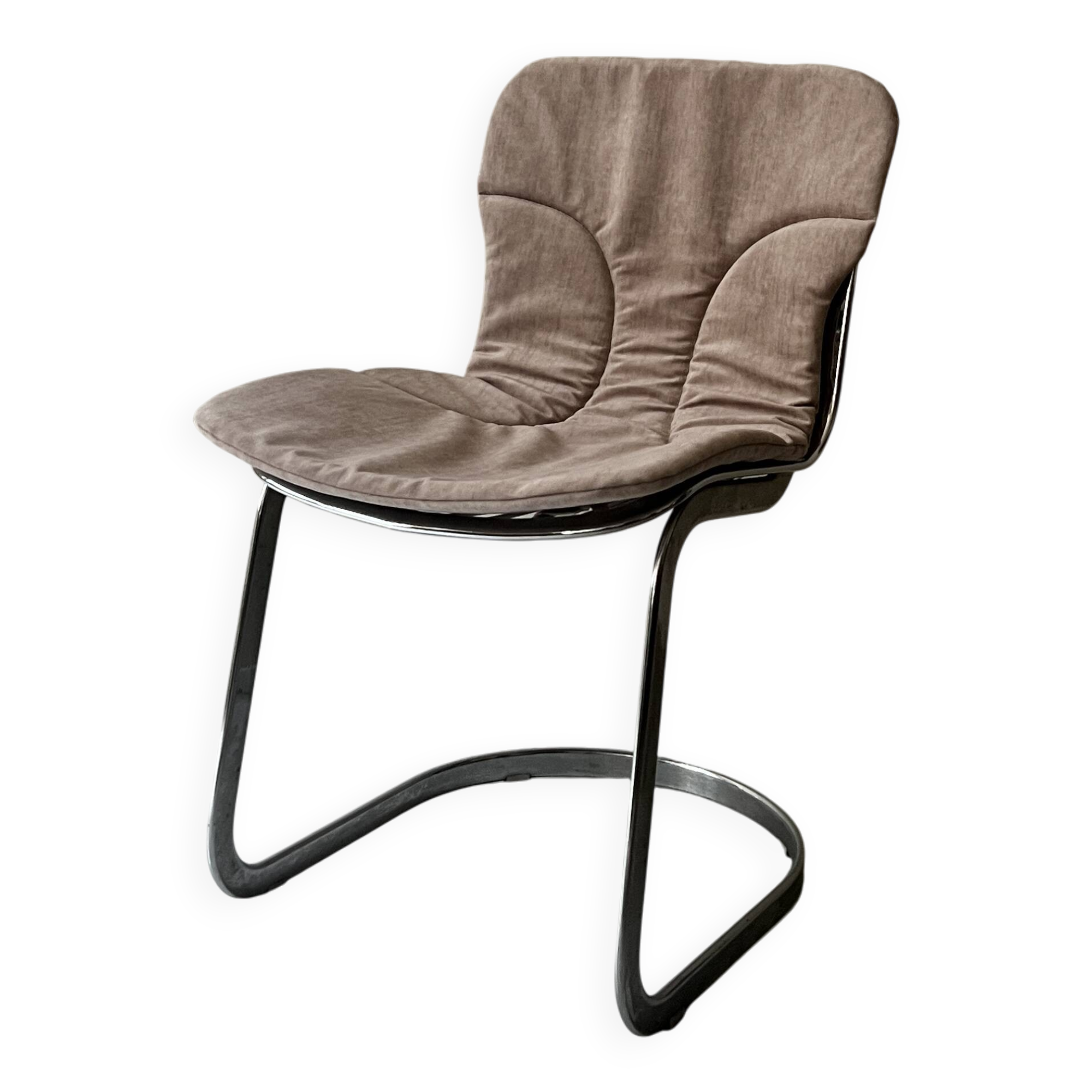 Cidue chair in chrome and short velvet, Willy Rizzo design 1970