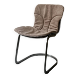 Cidue chair in chrome and short velvet, Willy Rizzo design 1970