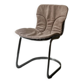 Chaise Cidue en chrome et velours ras, Willy rizzo design 1970