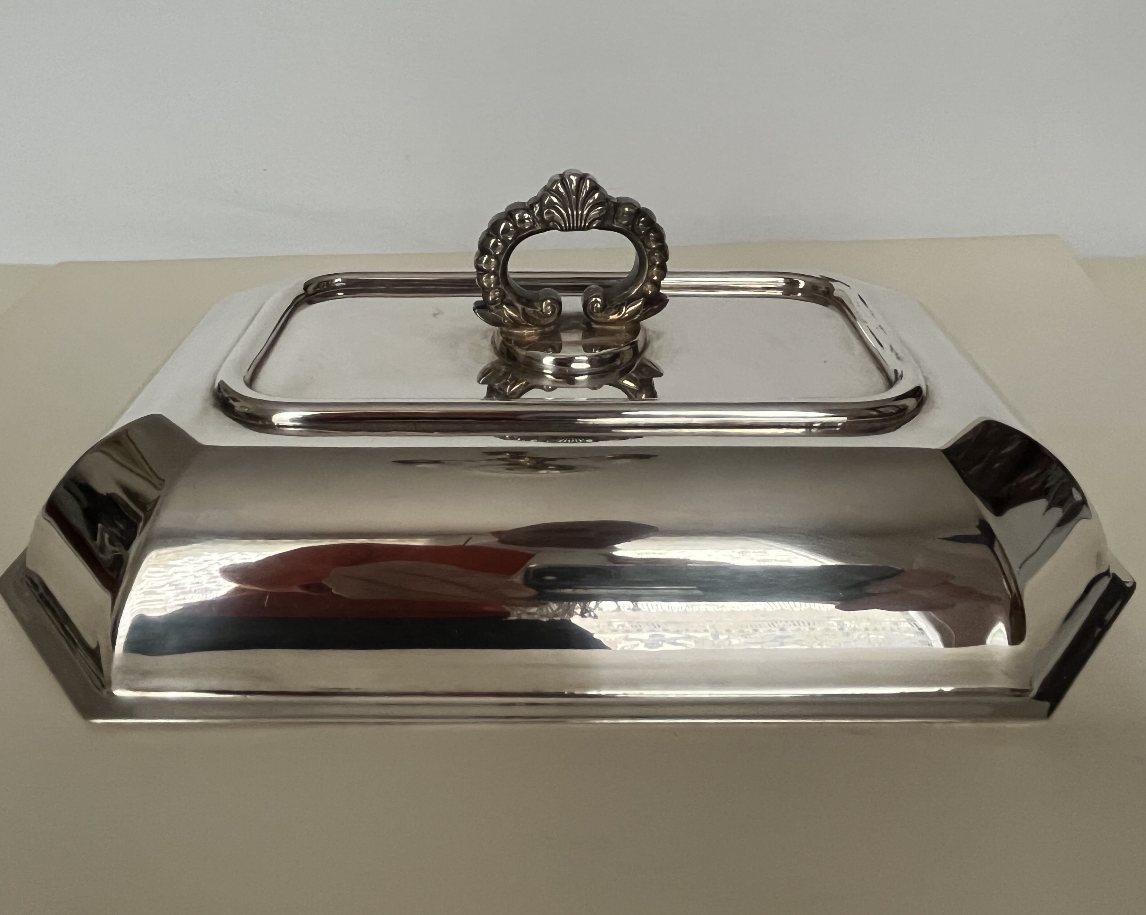 Dish in silver metal