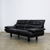 Black leather Alanda sofa by Paolo Piva for B&B Italia, 1980s