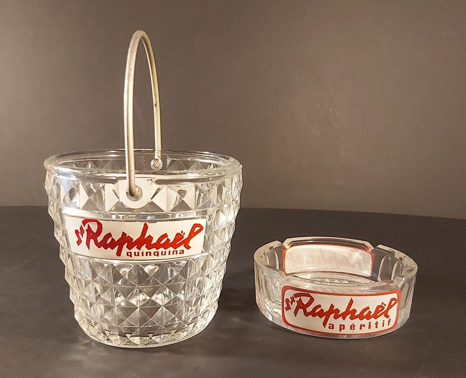 Ashtray and ice bucket advertising St Raphaël