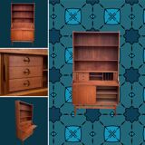 Danish library and its teak secretary 1960 by Johannes Sorth