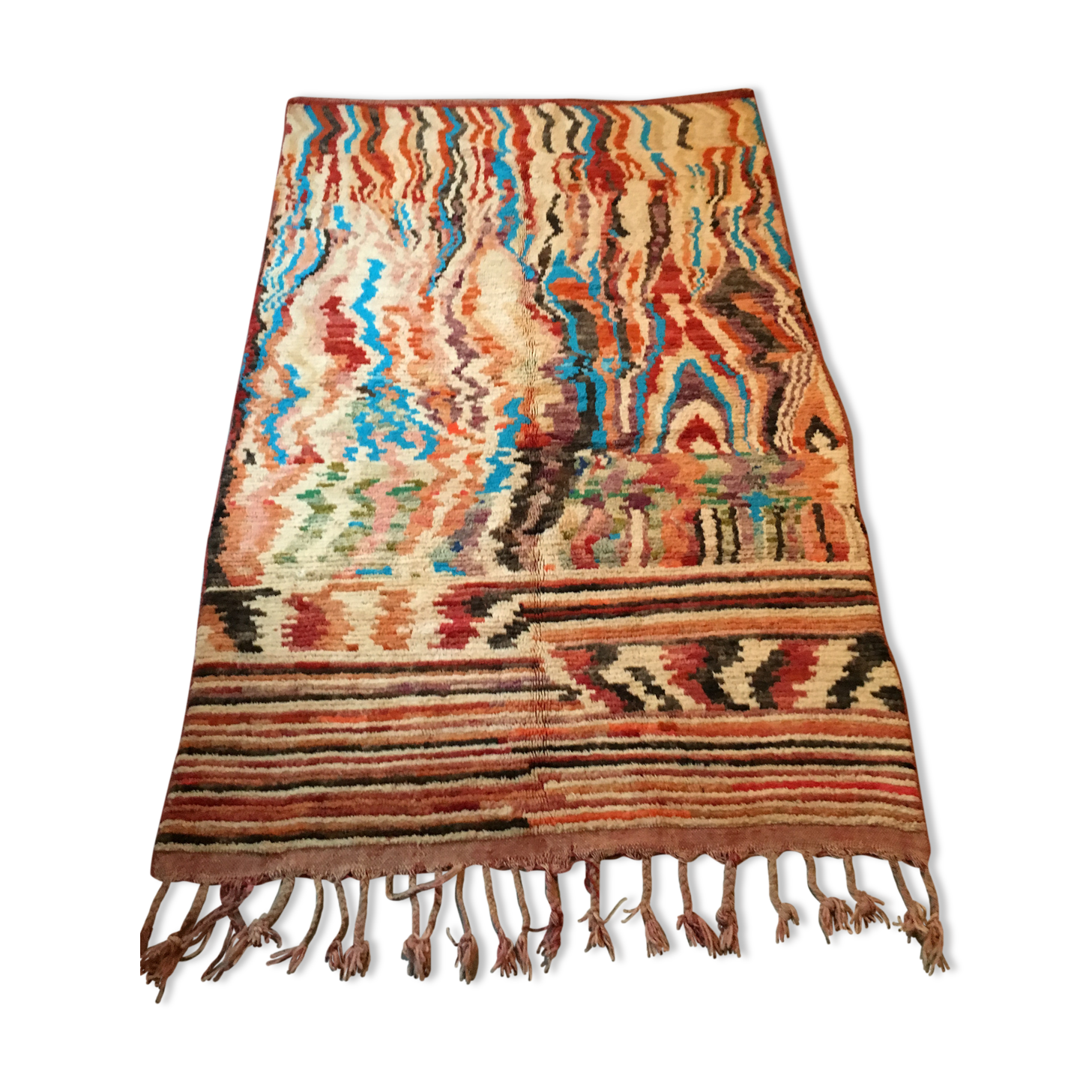 Tapis bejaad berbère noué à la main au Maroc vintage | Selency