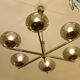 Italian Sciolari chandelier in brass, 6 burners with smoked glass, 1970