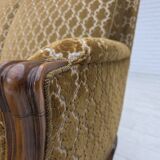 1950s, Danish 3-seater sofa, furniture velour, carved ash wood.