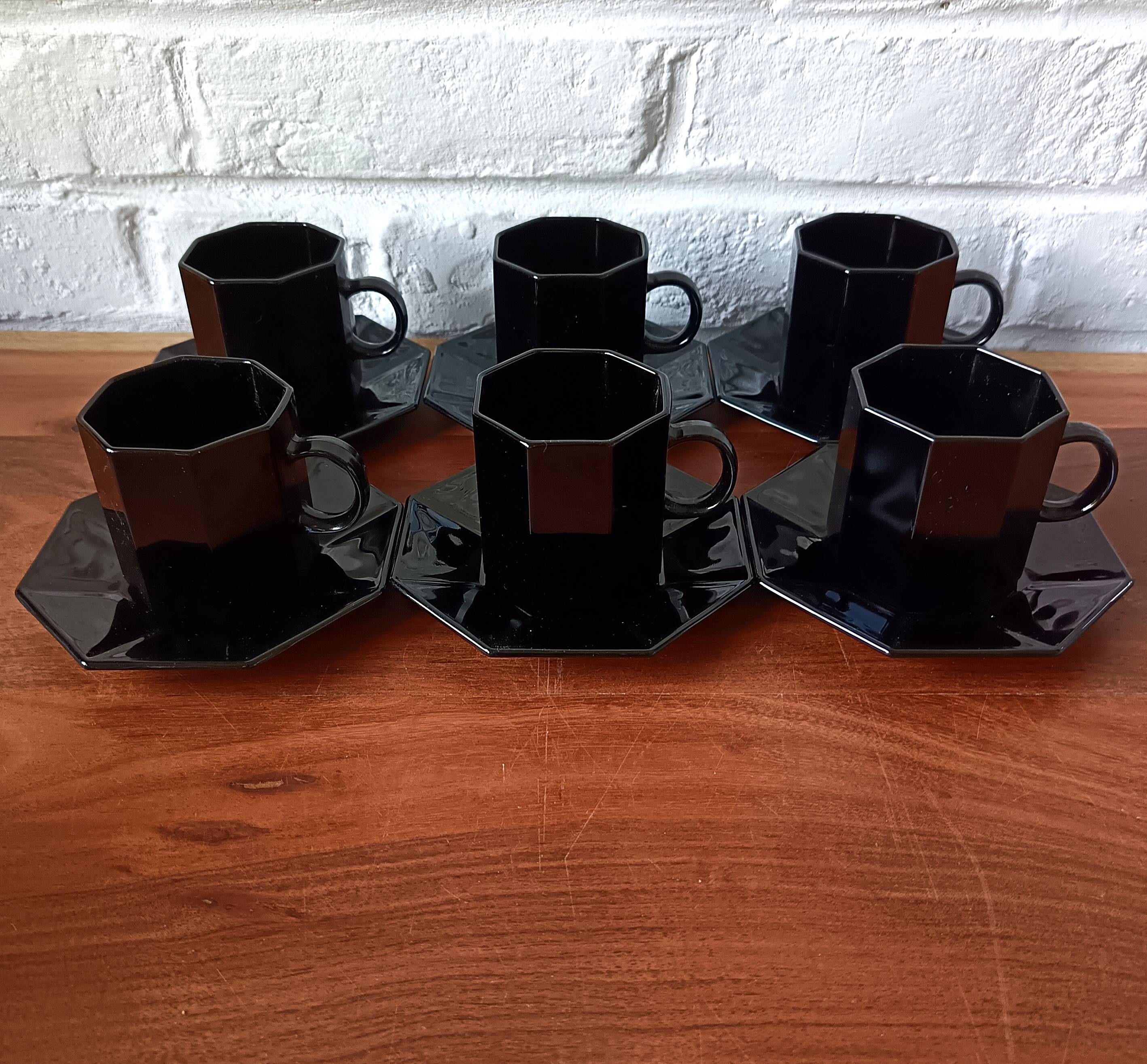 6 cups 15 cl opaline French Vintage Arcoroc Model Octime 1980