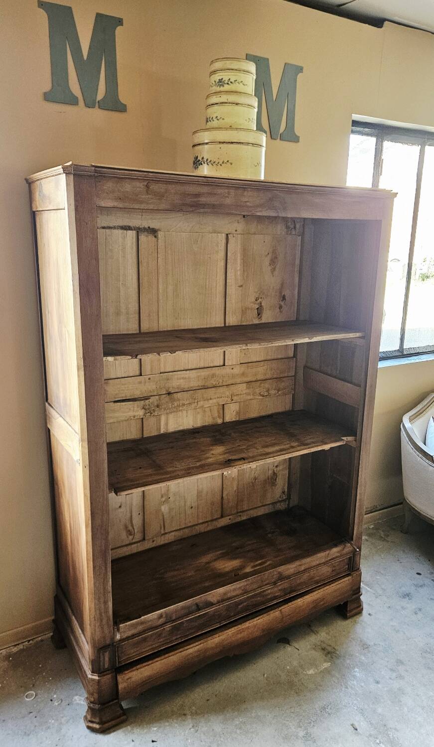 Large antique wooden kitchen furniture – bookshelf / crockery cabinet