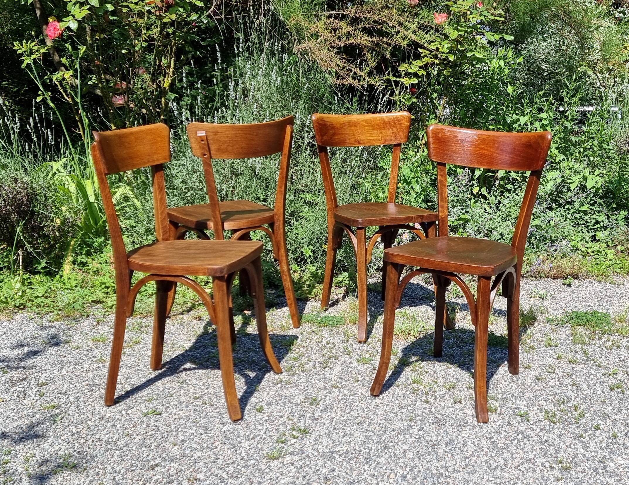 4 chaises bistrot comtoises années 60