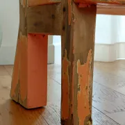 Large antique church bench 268 cm - Unique piece with flaking patina