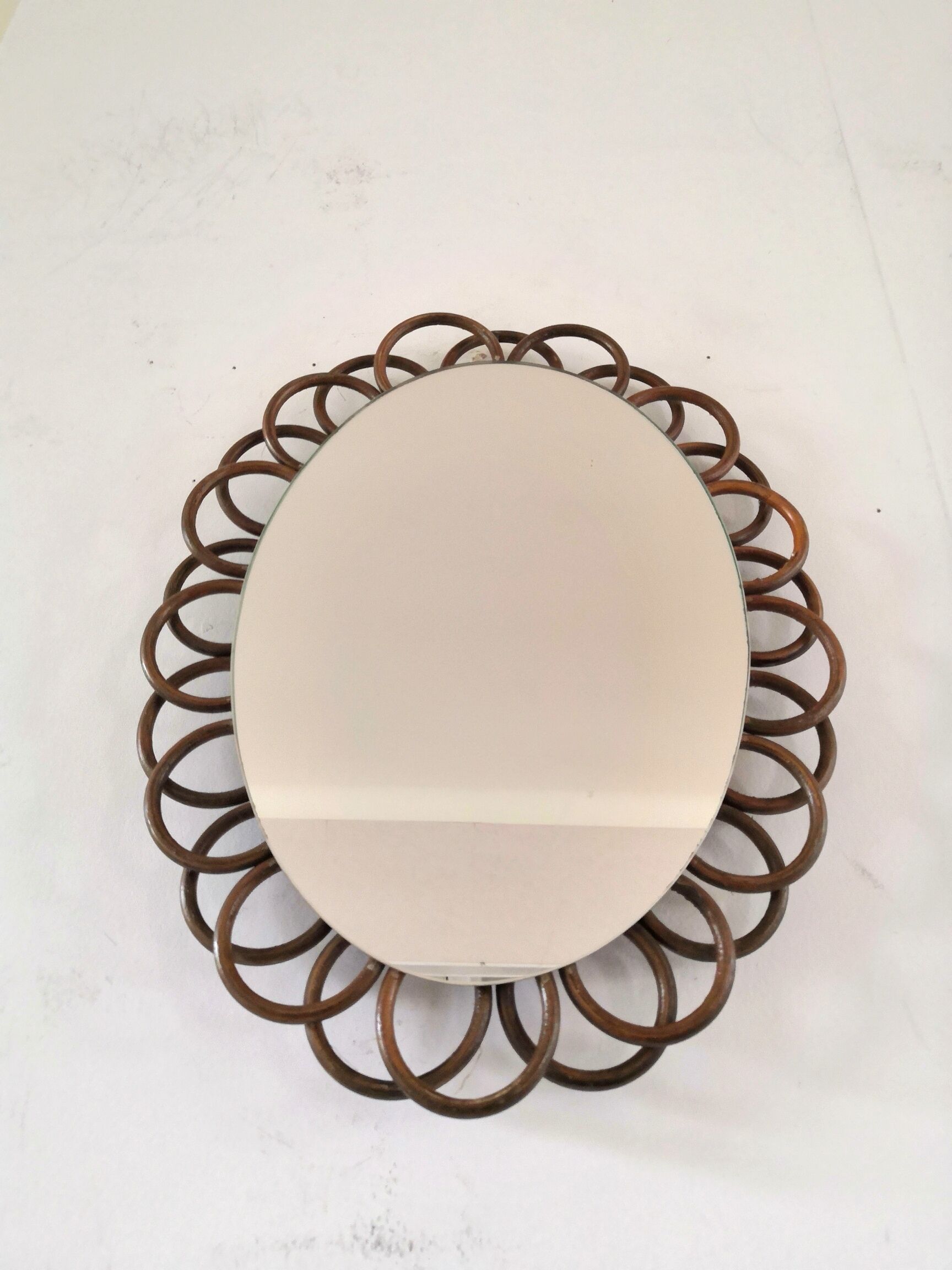 Vintage rattan mirror 60s