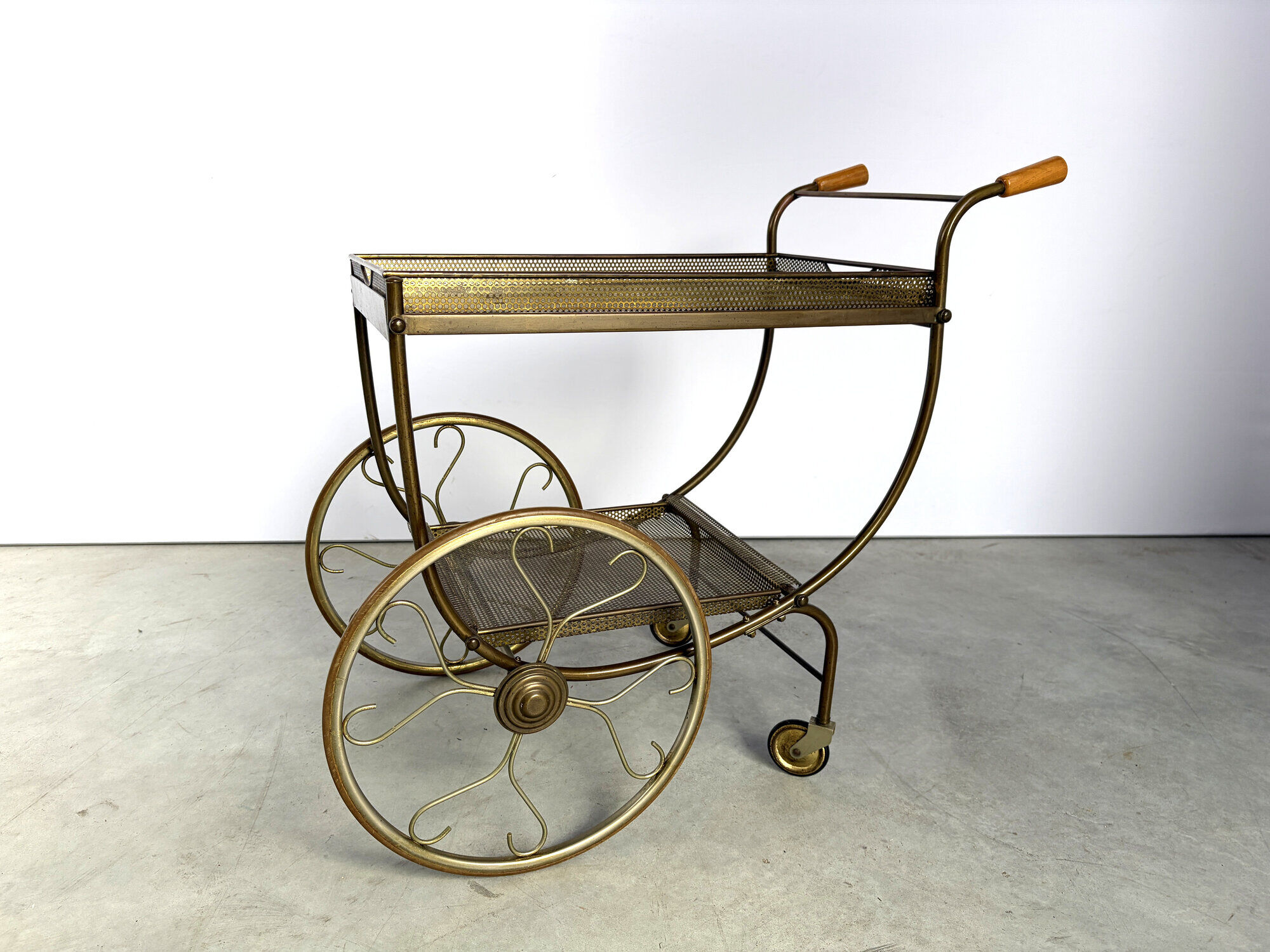 Serving trolley in perforated metal by Josef Frank for Svenskt Tenn, Sweden, 1950s