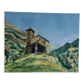 Francis Sachy "Church in Andorra" oil on canvas signed