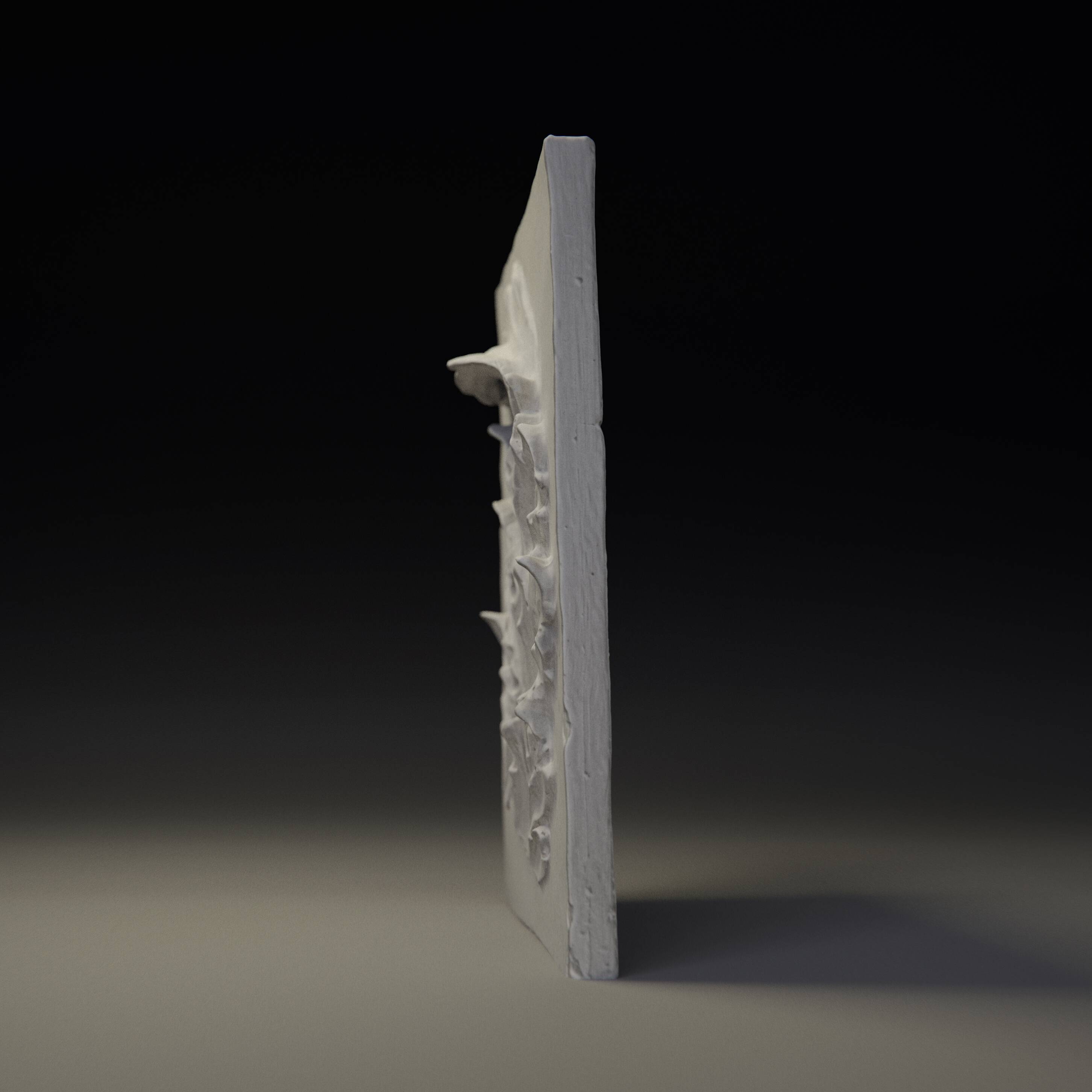 Plaster bas-relief of an acanthus leaf