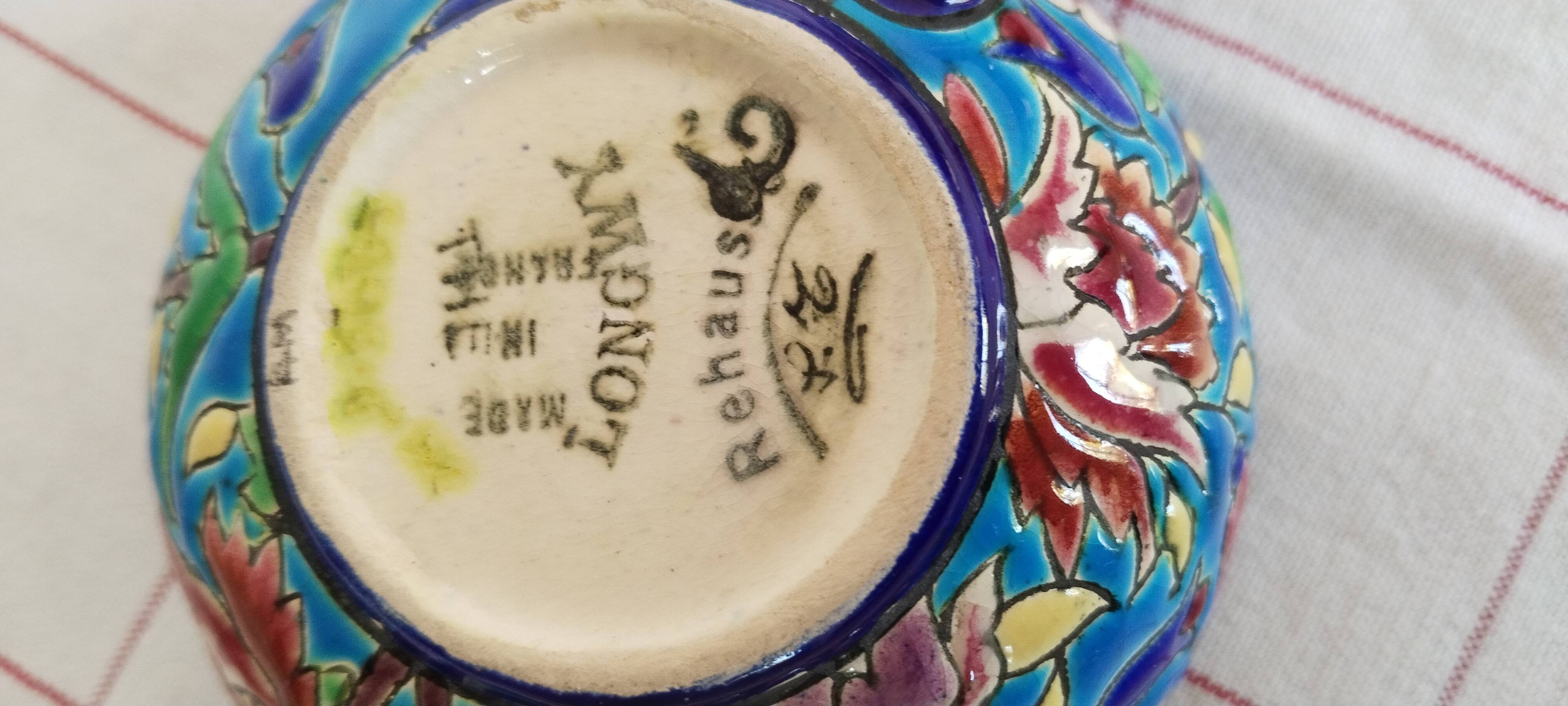 Tasse à café Longwy en faïence émaillée