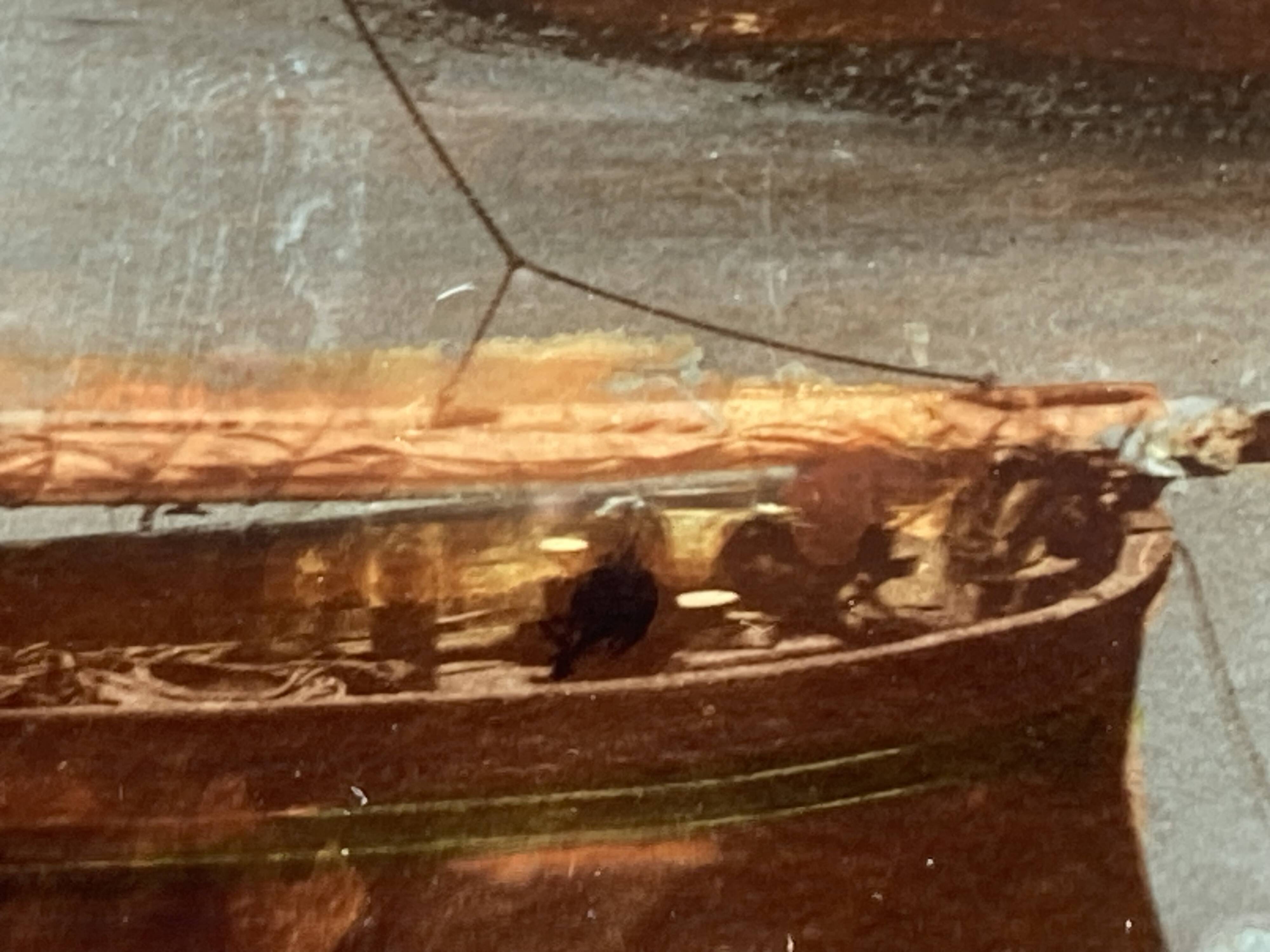 painting fixed under glass port of La Rochelle 19th century