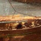 painting fixed under glass port of La Rochelle 19th century