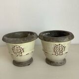 Set of 2 enameled stoneware pot covers