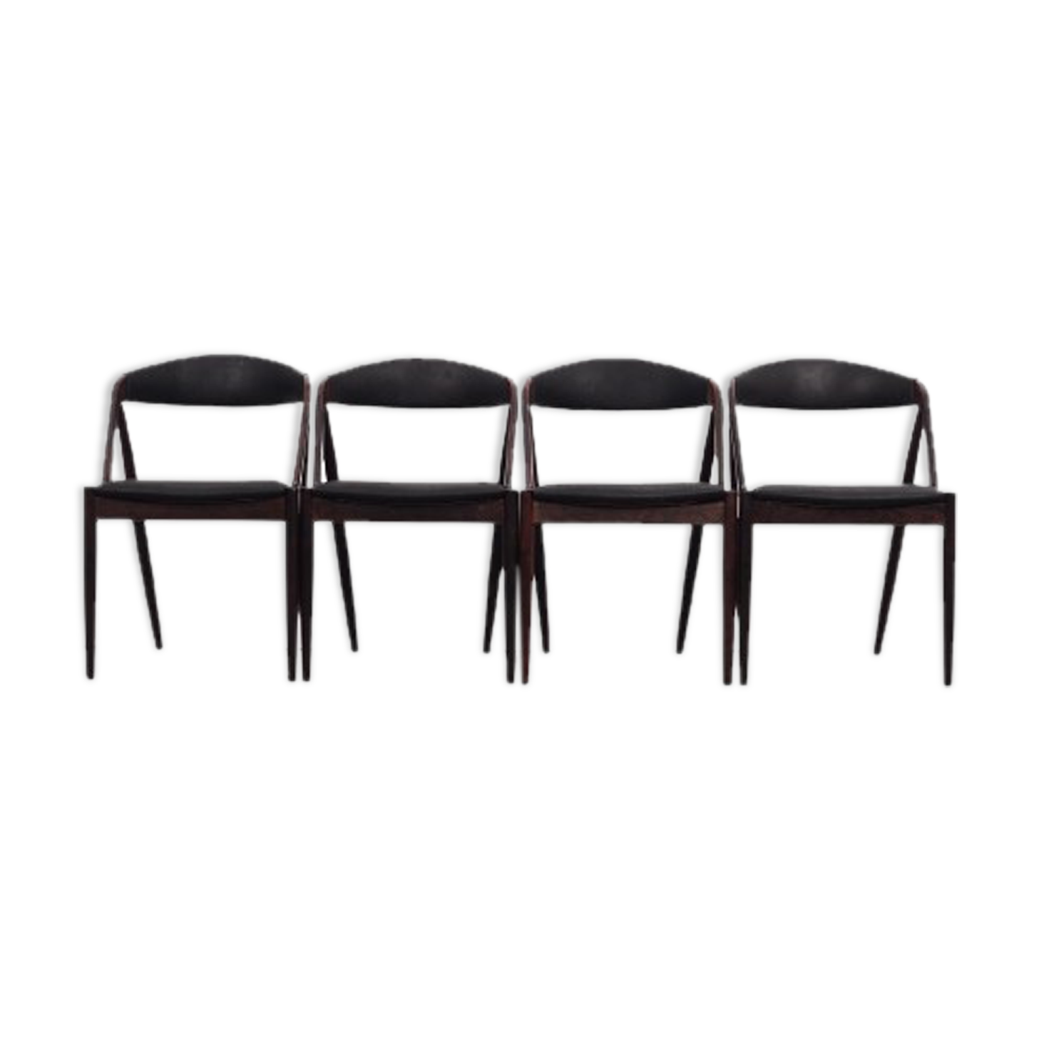 Lot de 4 chaises en palissandre, design danois, années 1970, Kai Kristiansen