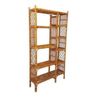 Bookcase vintage rattan shelf from the 60s