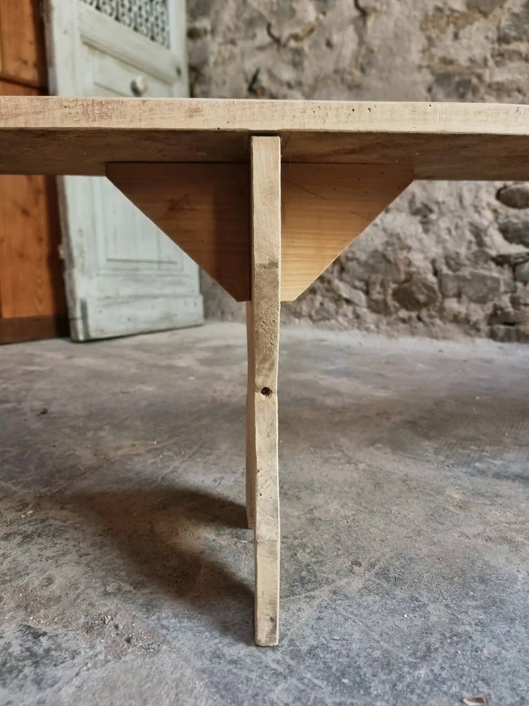 Set of 2 antique French poplar benches, consoles or shelves, circa 1900.