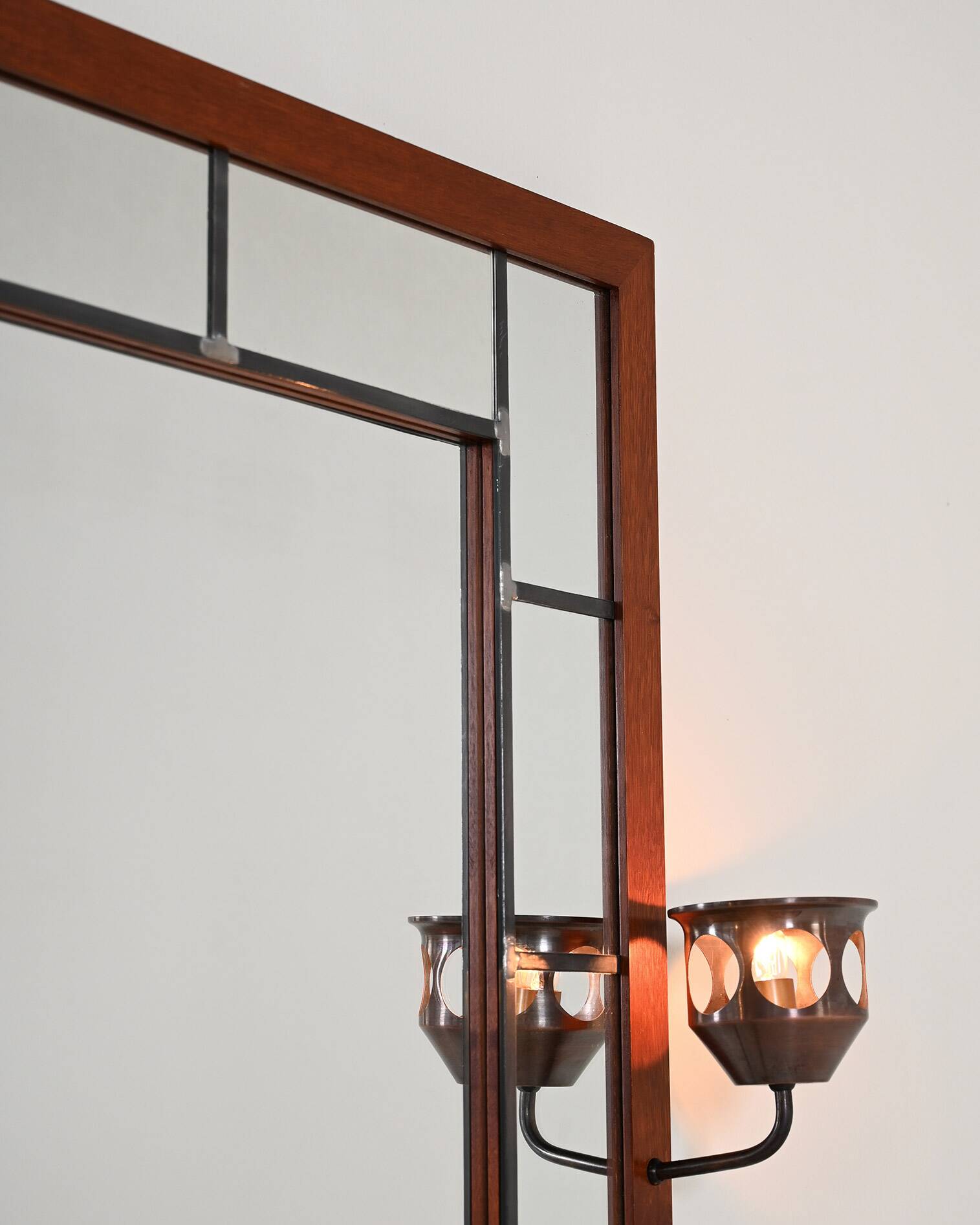 Illuminated oak mirror by AB Glas & Trä Hovmantorp, 1950s-1960s