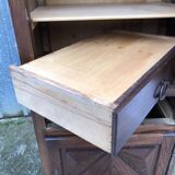 Solid oak wardrobe with 2 doors and 1 drawer in neo Louis XIII style.