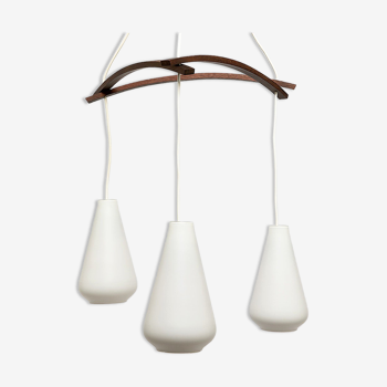 Pendant lamp with 3 Glass shades By Uno & Östen Kristiansson Hans Art