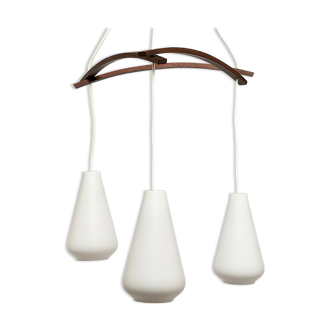 Pendant lamp with 3 Glass shades By Uno & Östen Kristiansson Hans Art