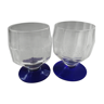 Duo de verres à liqueur au pied bleu vintage