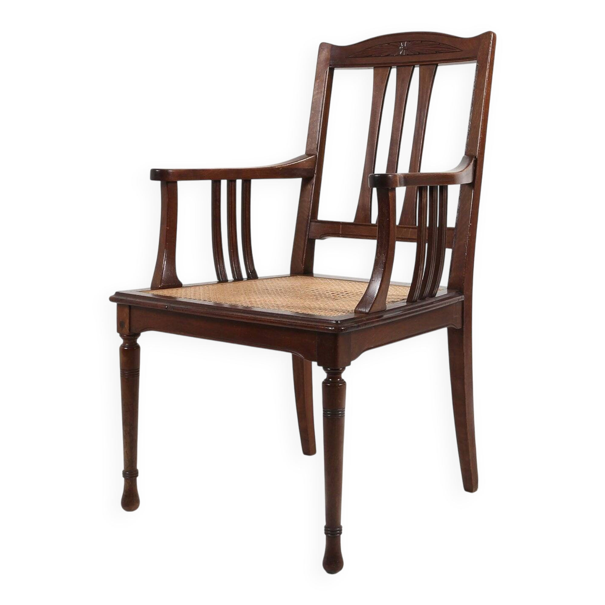 Antique French Armchair with Cane Seat, France, circa 1890