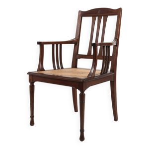 fauteuil en bois et cannage,