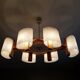 Scandinavian chandelier in wood and perspex