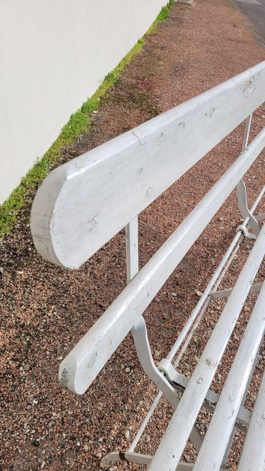 Folding garden bench in iron and old wood - 1950s